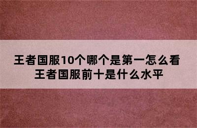 王者国服10个哪个是第一怎么看 王者国服前十是什么水平